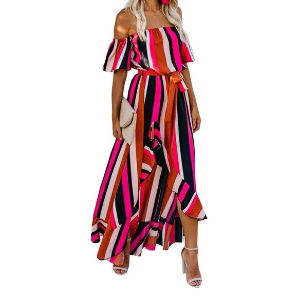 Women's off the shoulder maxi dress - Picture 5 of 7